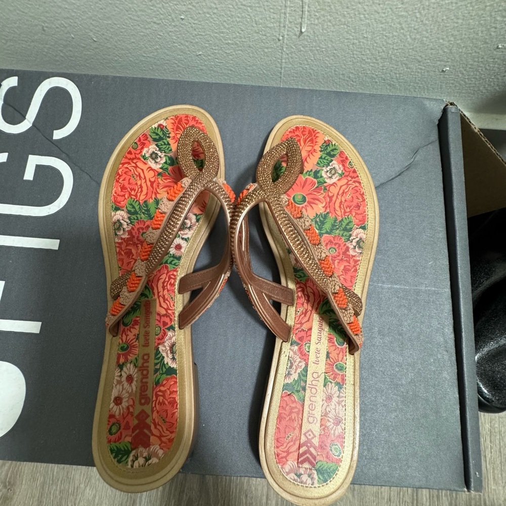 Brown Floral Women's Sandals